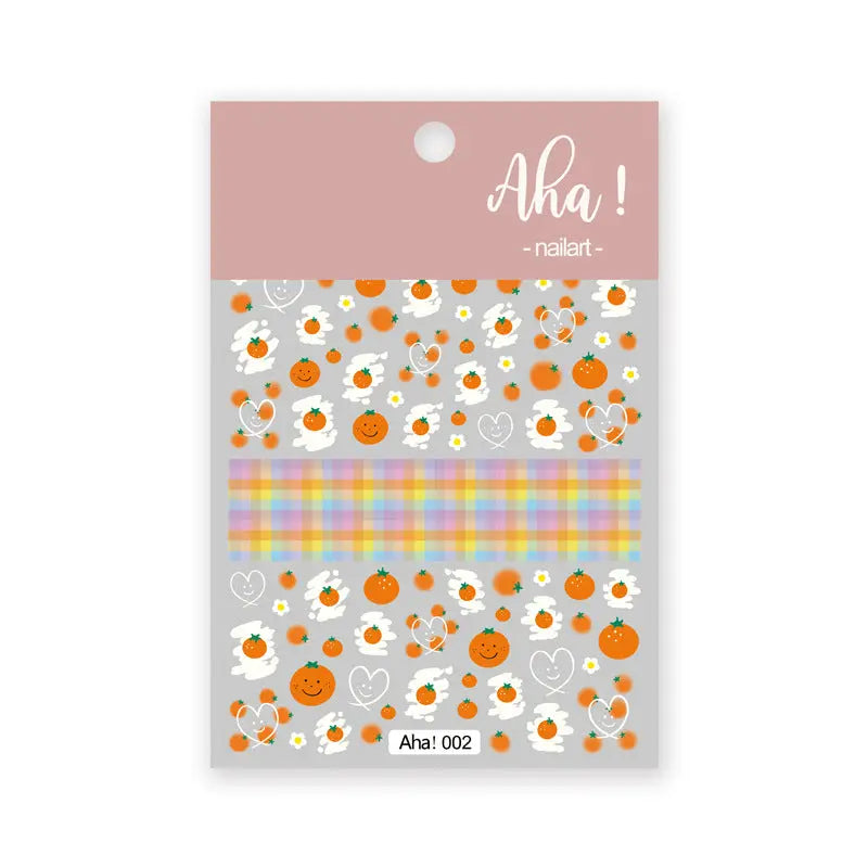 Aha smiley cute oranges with hearts nail stickers